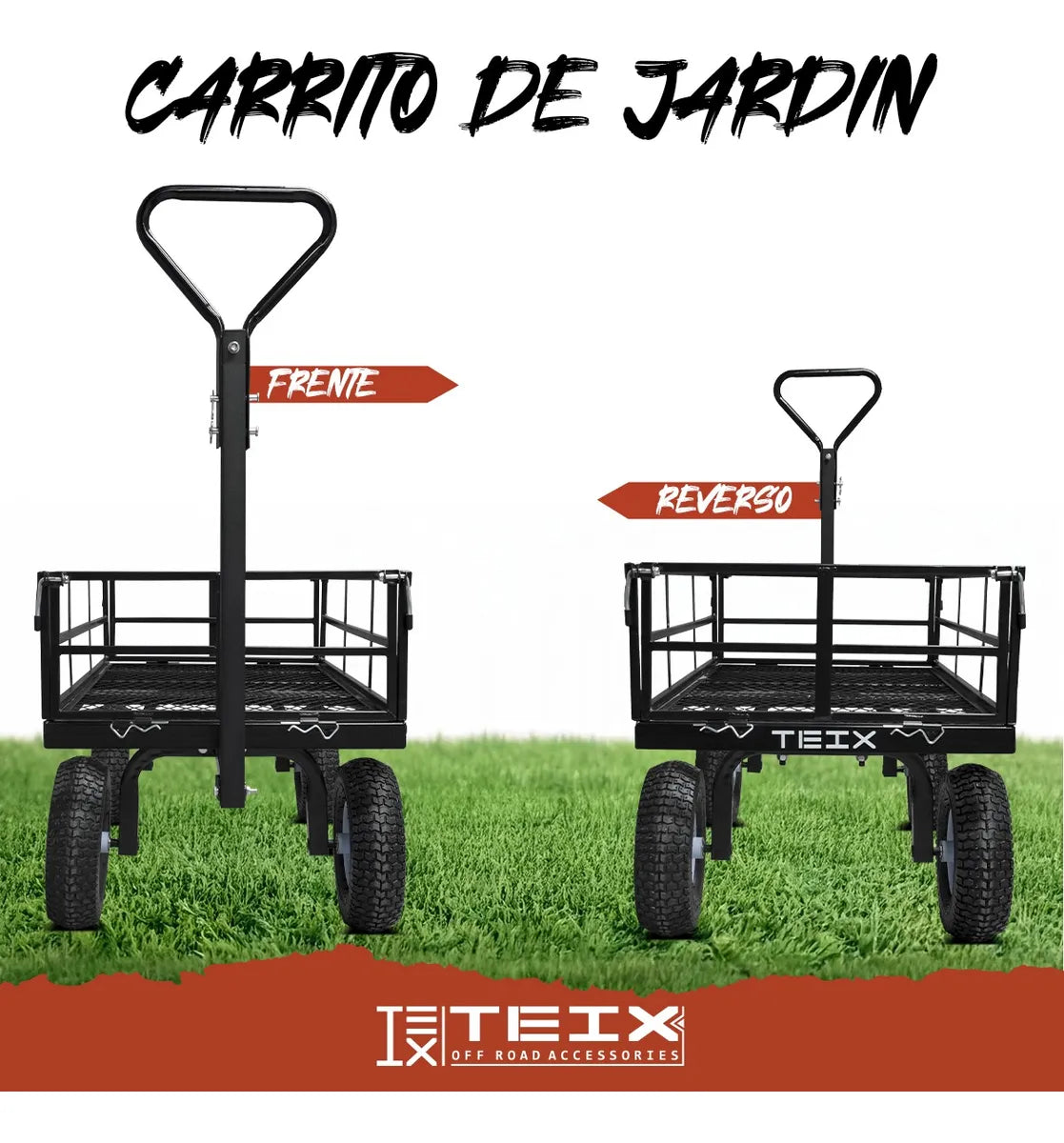 Carrito Jardinería Grande Acero Exterior 1200lb Teix