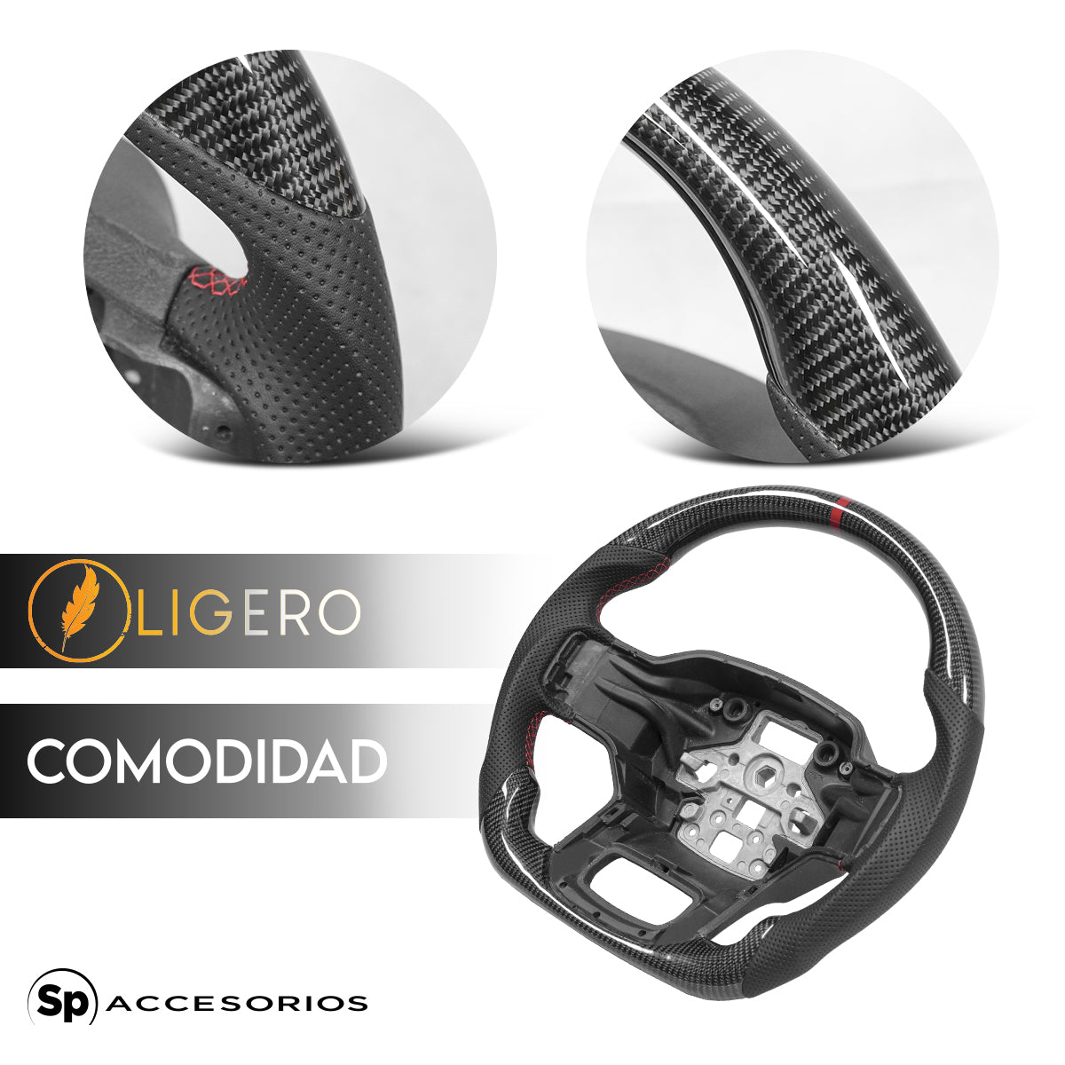 VOLANTE DE FIBRA DE CARBONO PARA FORD LOBO F-150 2021+