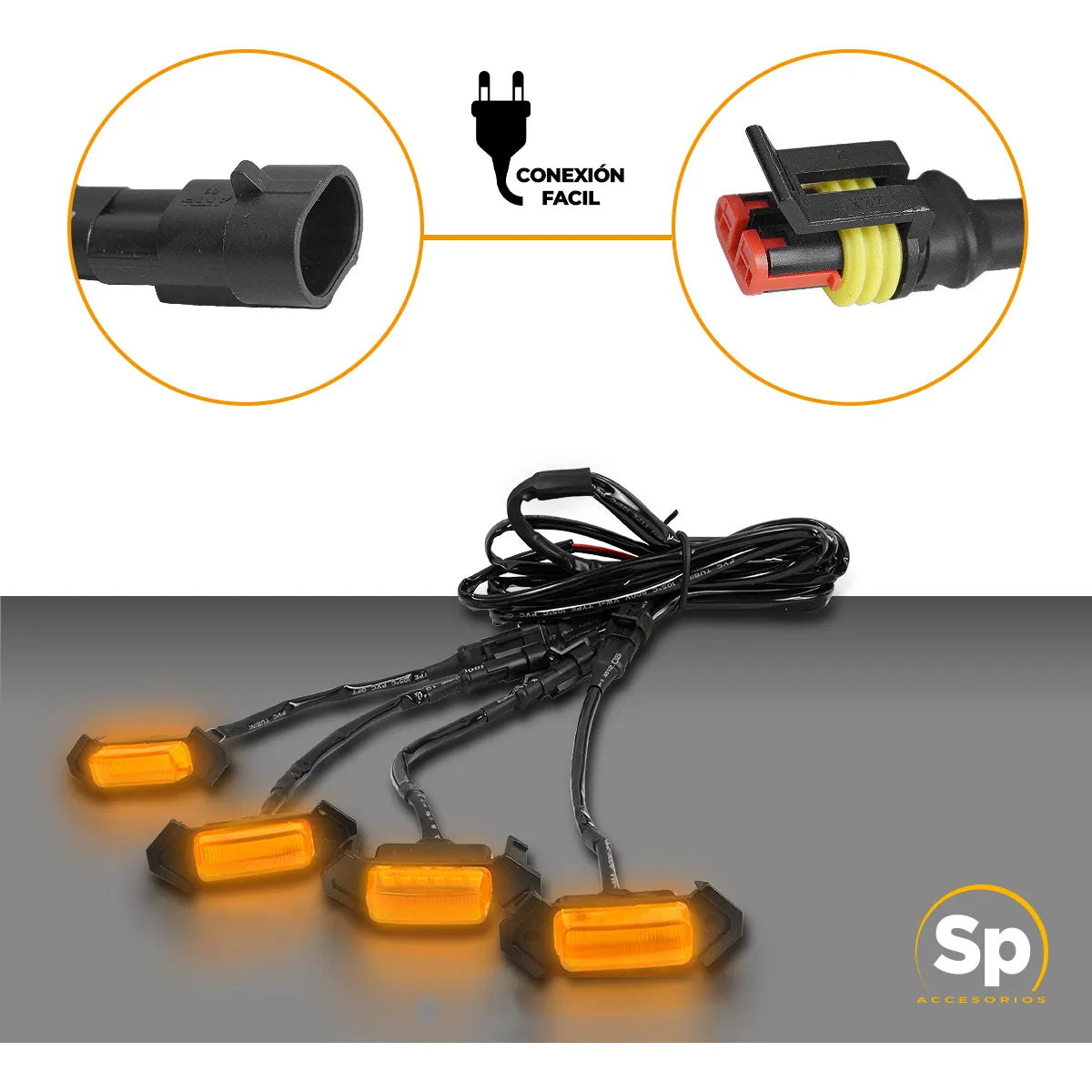 Set De Luz Para Parrilla Ambar Para Toyota Tacoma 2016-2019 Conector Hembra Y Macho De 2 Pines (plug & Play) Amarillo Ambar