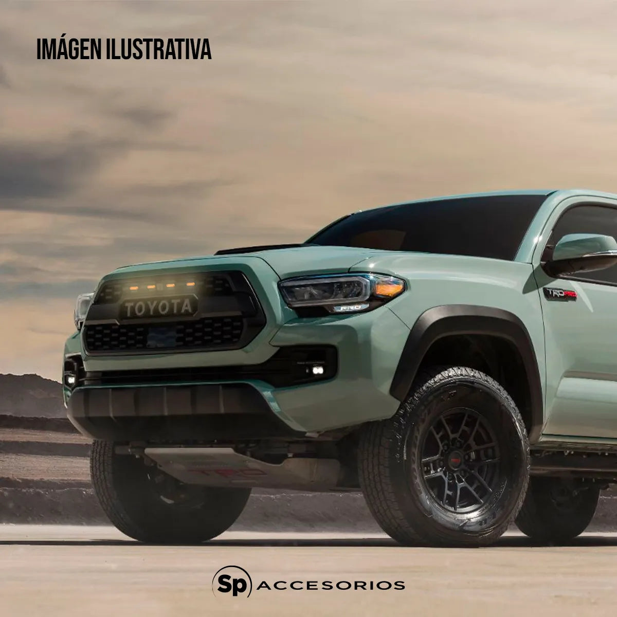 Set De Luz Para Parrilla Ambar Para Toyota Tacoma 2016-2019 Conector Hembra Y Macho De 2 Pines (plug & Play) Amarillo Ambar