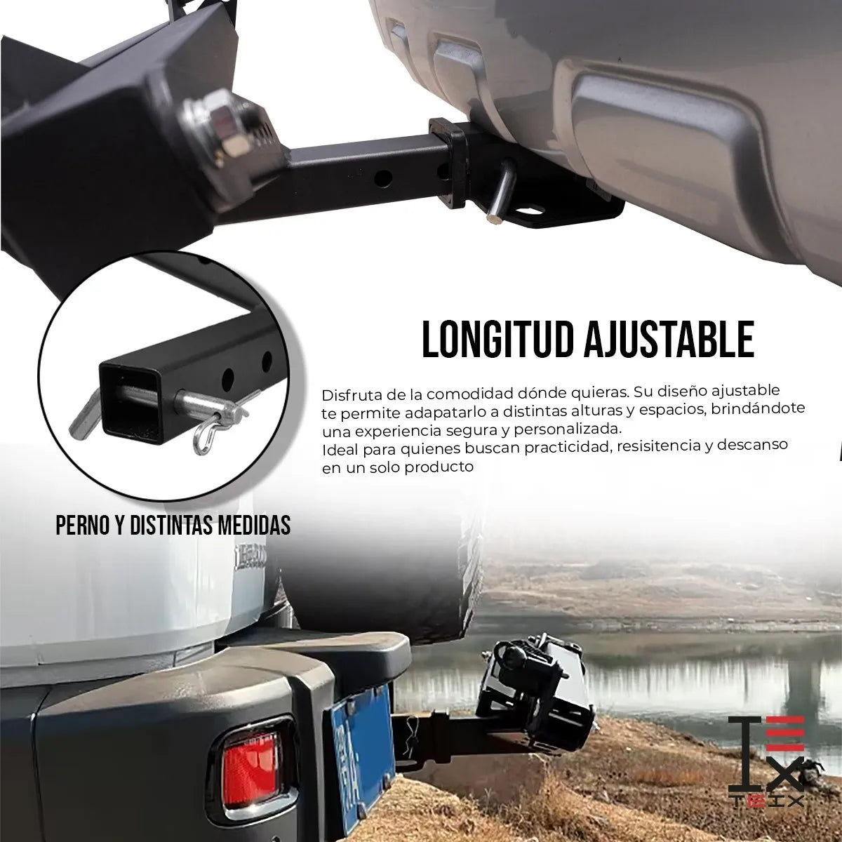 Tubo De Enganche Para Hamaca 2in Teix Off Road  Negro / Teix