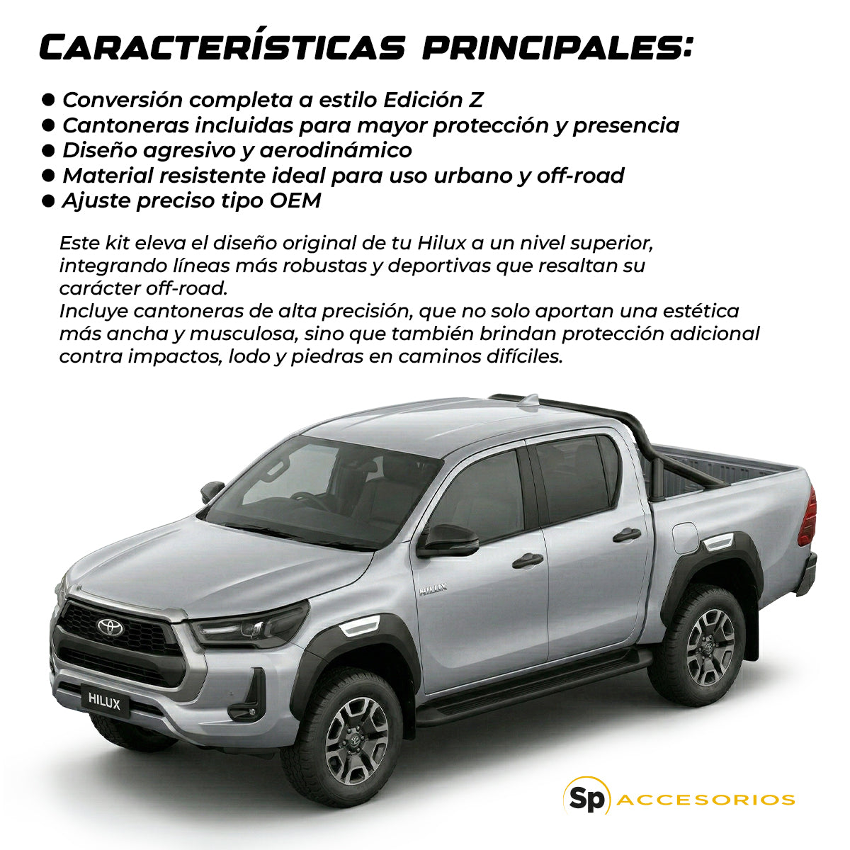 Body kit de Conversión Hilux 2021-2024 A Edición Z Kit Con Cantoneras