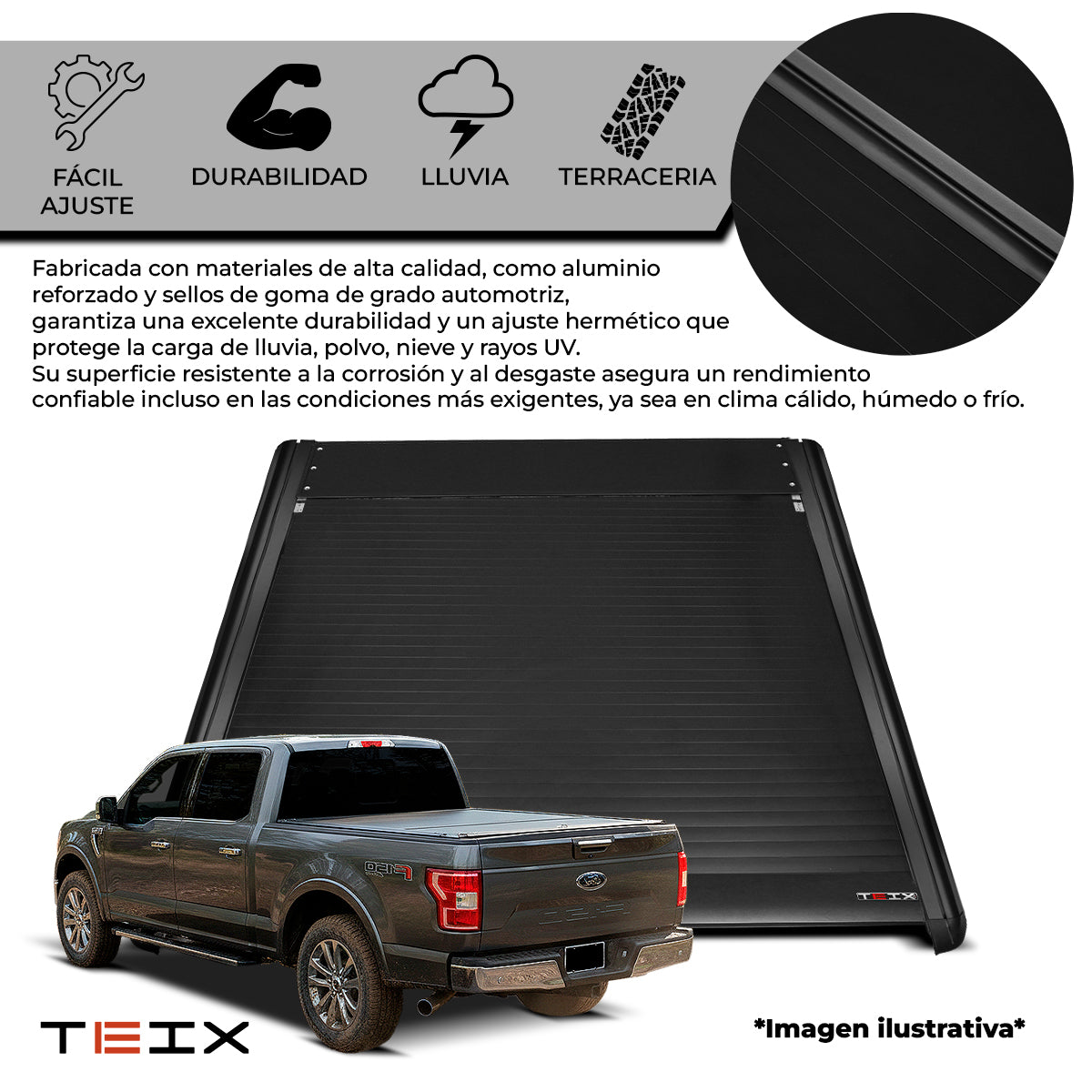 TAPA ELECTRICA POWER- X TEIX FORD RANGER XLT RAPTOR DOB CAB 2023-2026