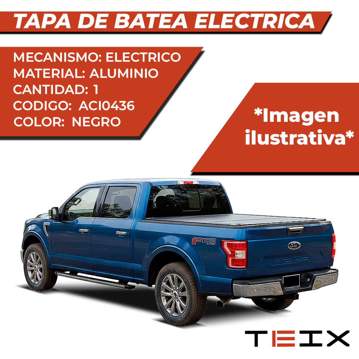TAPA ELECTRICA POWER- X TEIX FORD RANGER XLT RAPTOR DOB CAB 2023-2026