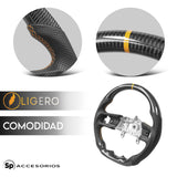 VOLANTE DE FIBRA DE CARBONO CON CUERO PERFORADO LINEA NARANJA PARA JEEP JL Y JEEP GLADIADOR