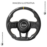 VOLANTE DE FIBRA DE CARBONO CON CUERO PERFORADO LINEA NARANJA PARA JEEP JL Y JEEP GLADIADOR