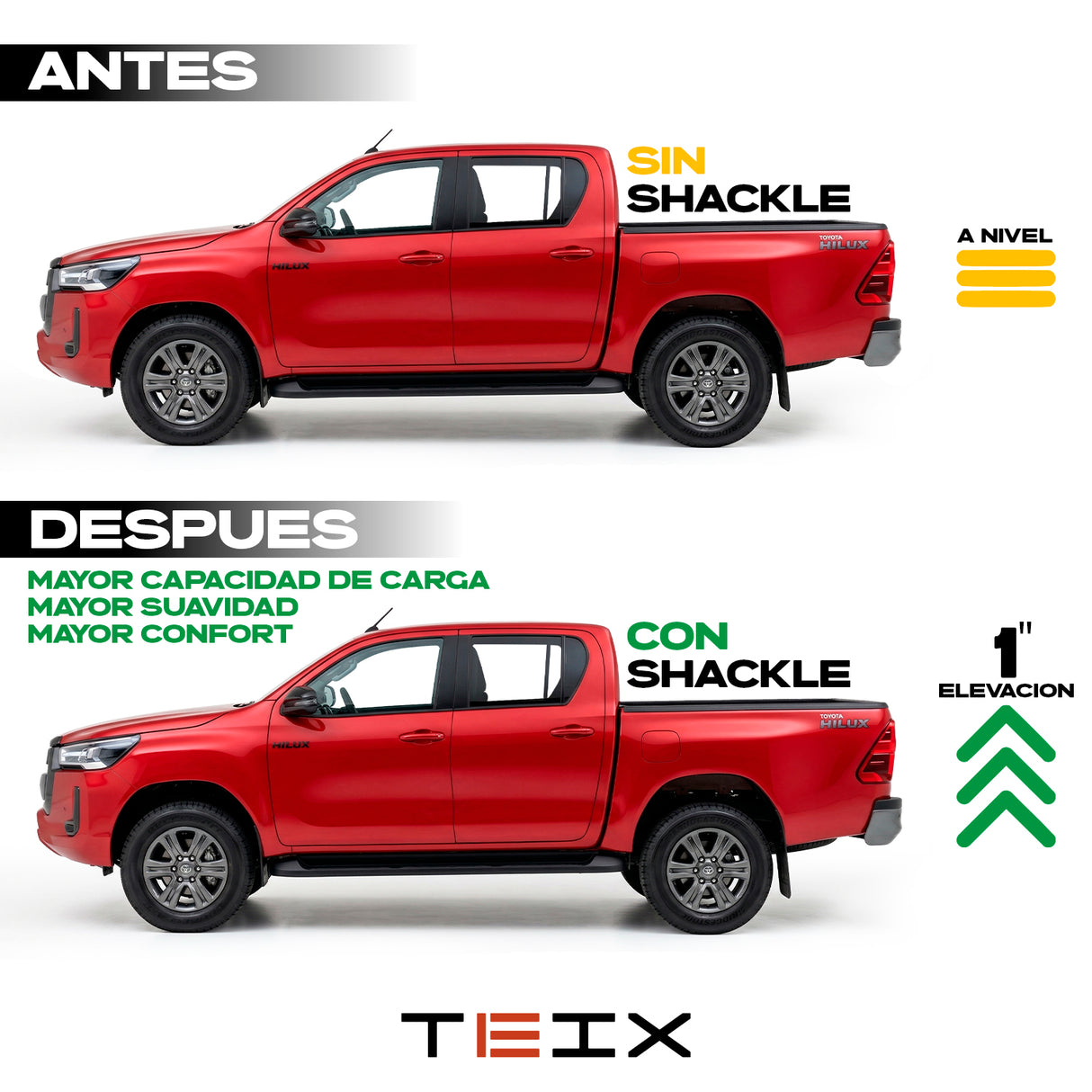 Columpios Shackle Comfort 1" Toyota Hilux 2016-2026