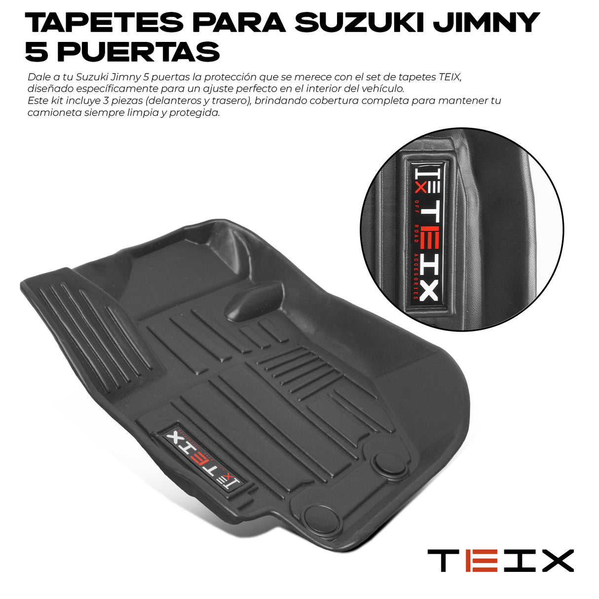 TAPETES  DELANTEROS Y TRASEROS  ABS USO RUDO TEIX PARA SUZUKI JIMNY 2019 - 2023 AUTOMATICO