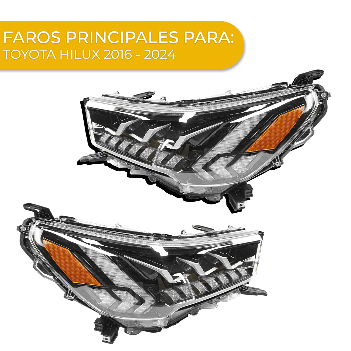 FAROS LED PRINCIPALES DRL ROCCO PARA TOYOTA HILUX 2016 - 2024