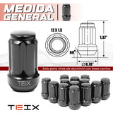 TUERCAS BIRLOS 12X1.5 24PZ SEGURIDAD TEIX OFF ROAD NEGROS