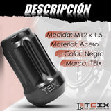 TUERCAS BIRLOS 12X1.5 24PZ SEGURIDAD TEIX OFF ROAD NEGROS