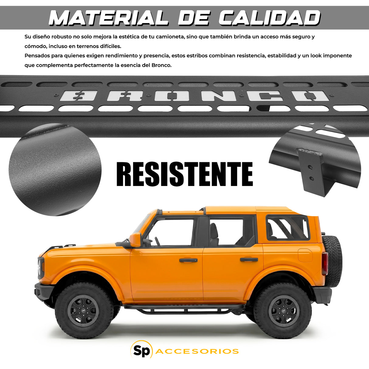 ESTRIBOS ROCKSLIDER FIJOS PARA FORD BRONCO 2021 - 2024 4 PUERTAS