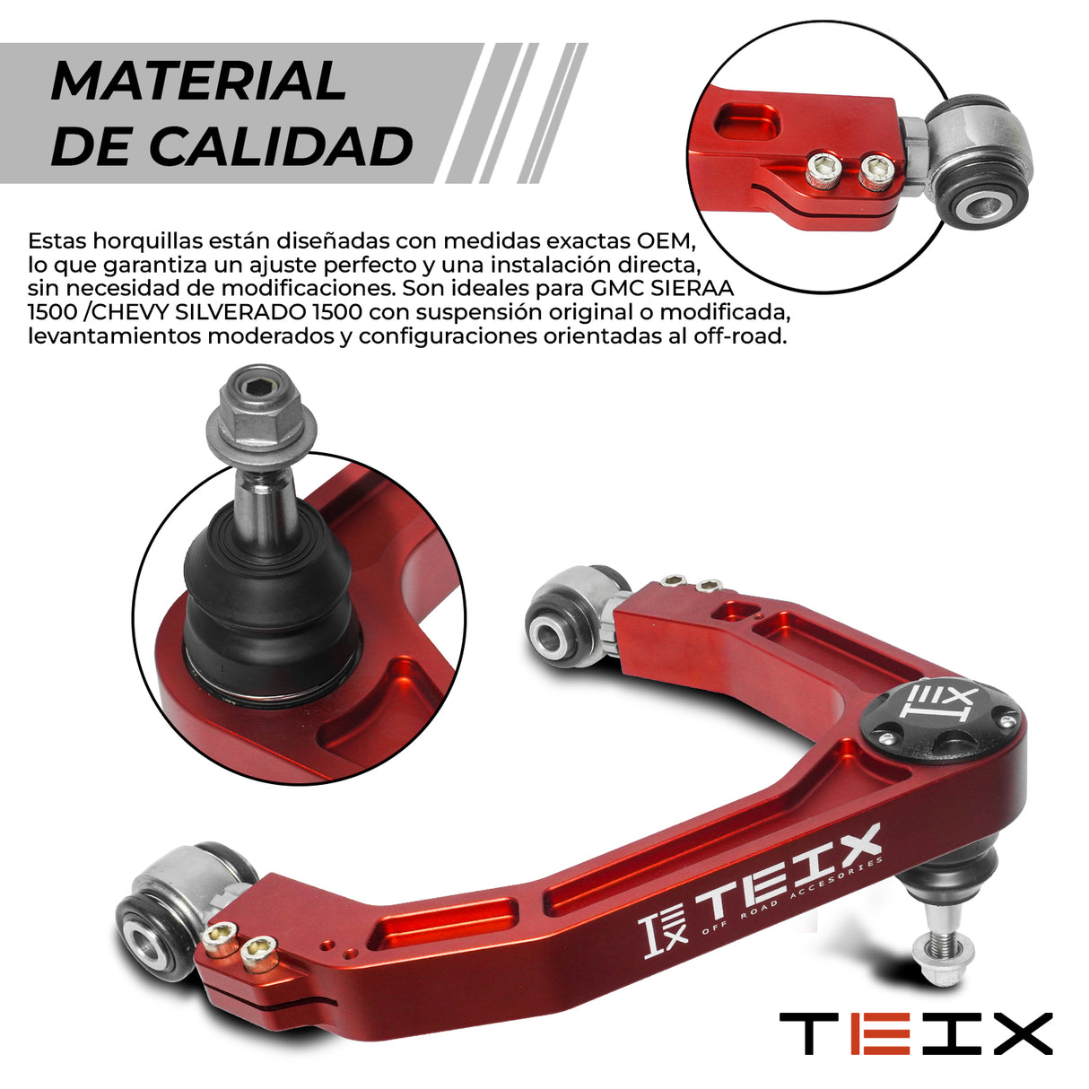PAR DE HORQUILLAS DE CONTROL ROJAS/ GMC SIERAA 1500- CHEVY SILVERADO 1500 2019+