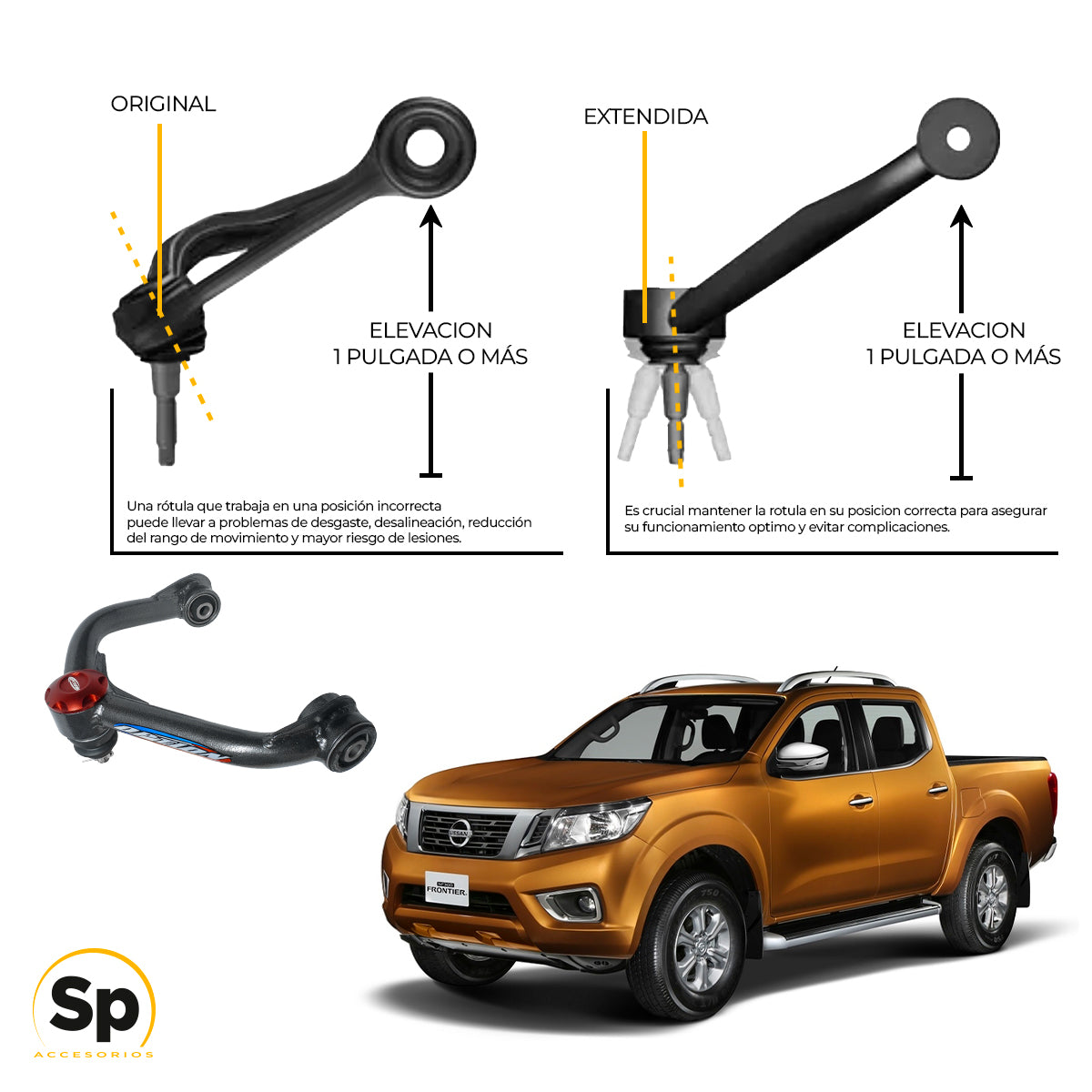 PAR DE HORQUILLAS SUPERIOR AJUSTABLE OPTION/ NISSAN NP300 FRONTIER 2016-2026  4 y 6 cilindros