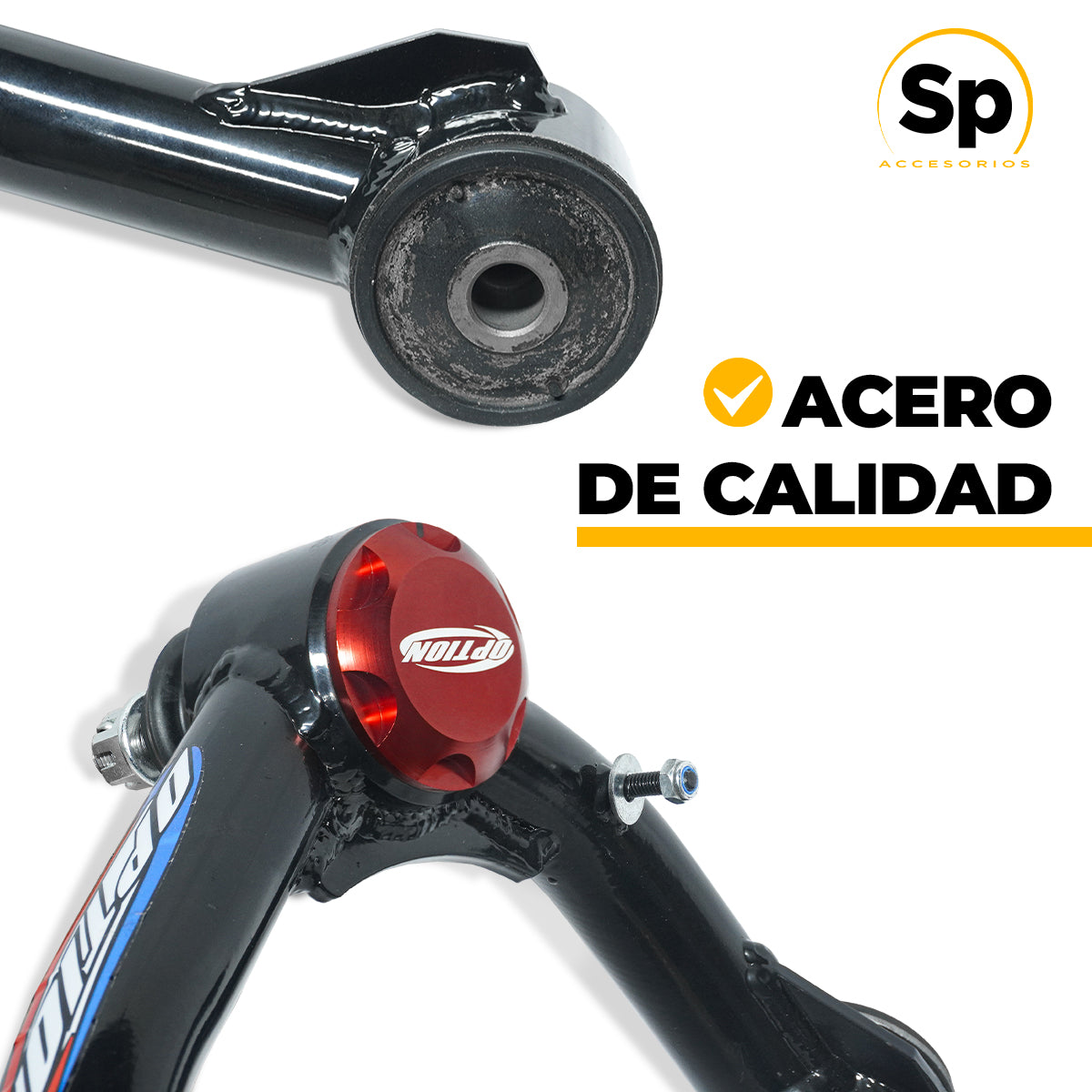 PAR DE HORQUILLAS SUPERIORES AJUSTABLES NEGRAS-OPTION/ TOYOTA TACOMA 2005-2023