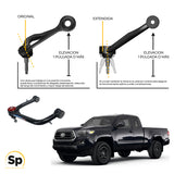 PAR DE HORQUILLAS SUPERIORES AJUSTABLES NEGRAS-OPTION/ TOYOTA TACOMA 2005-2023