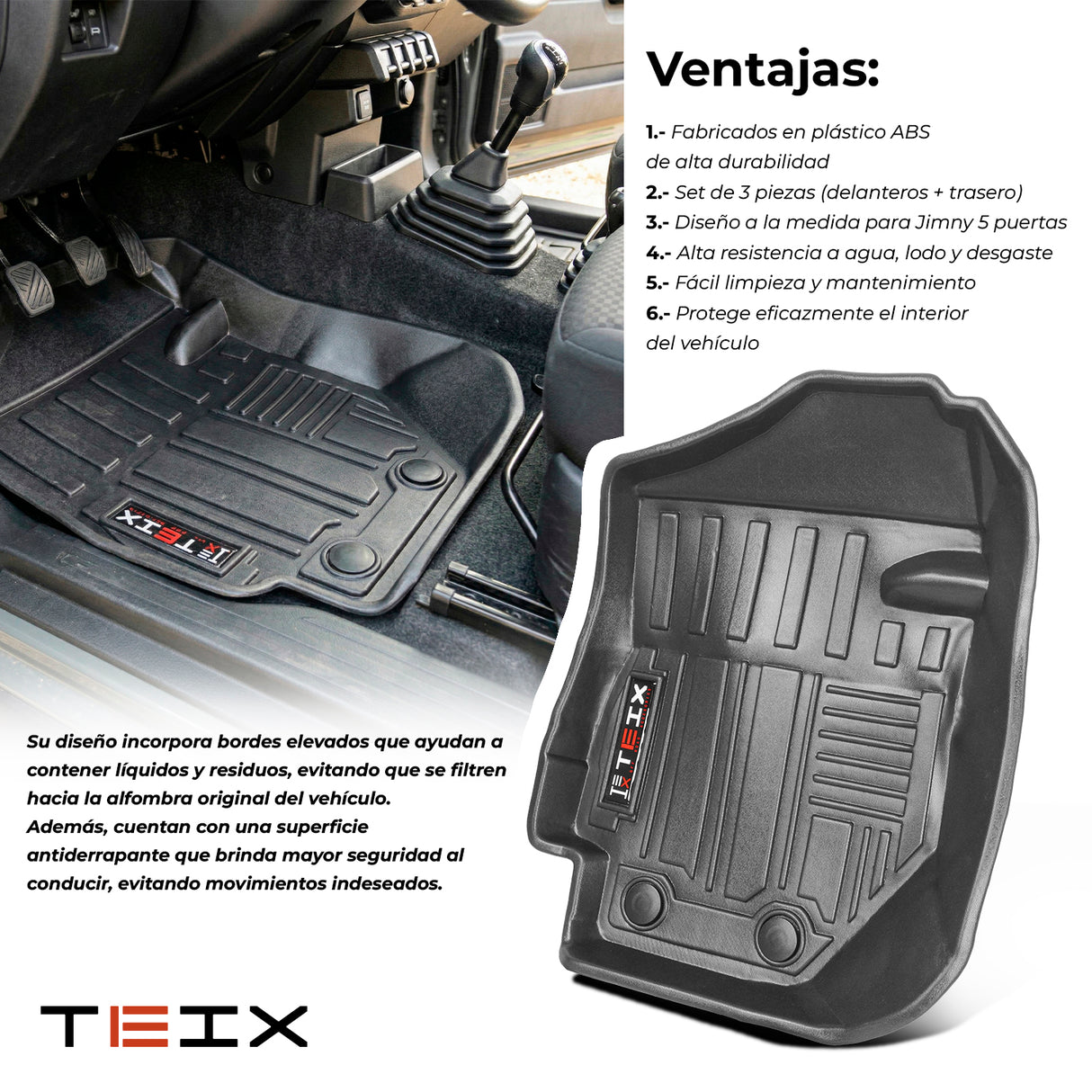 TAPETES PARA SUZUKI JIMNY 2024-2026 5 PUERTAS ESTANDAR 2 DEL 1 TRA