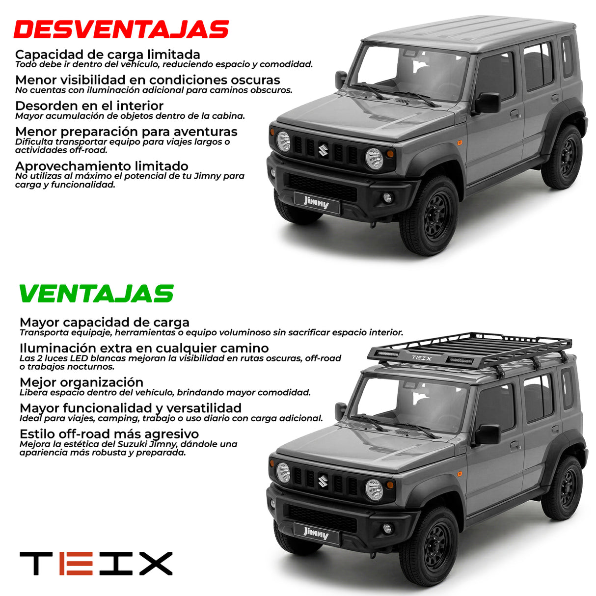 CANASTILLA TEIX PARA SUZUKI JIMNY 5 PUERTAS