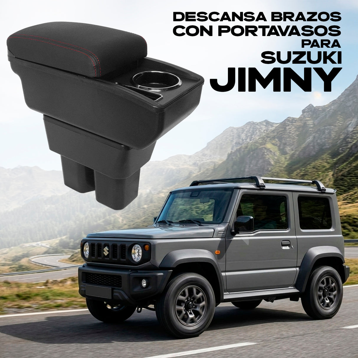 CODERA DESCANSA BRAZOS CON PORTAVASOS PARA SUZUKI JIMNY 2019+