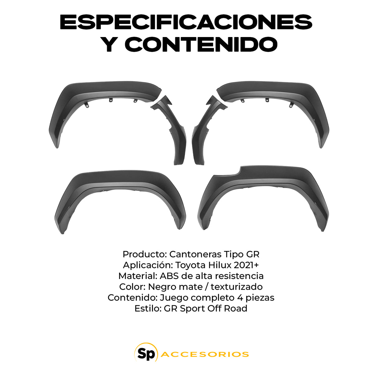 CANTONERAS TIPO GR PARA TOYOTA HILUX 2021+