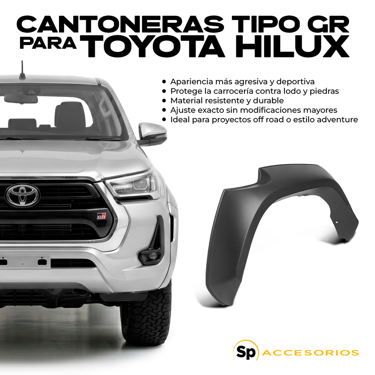 CANTONERAS TIPO GR PARA TOYOTA HILUX 2021+