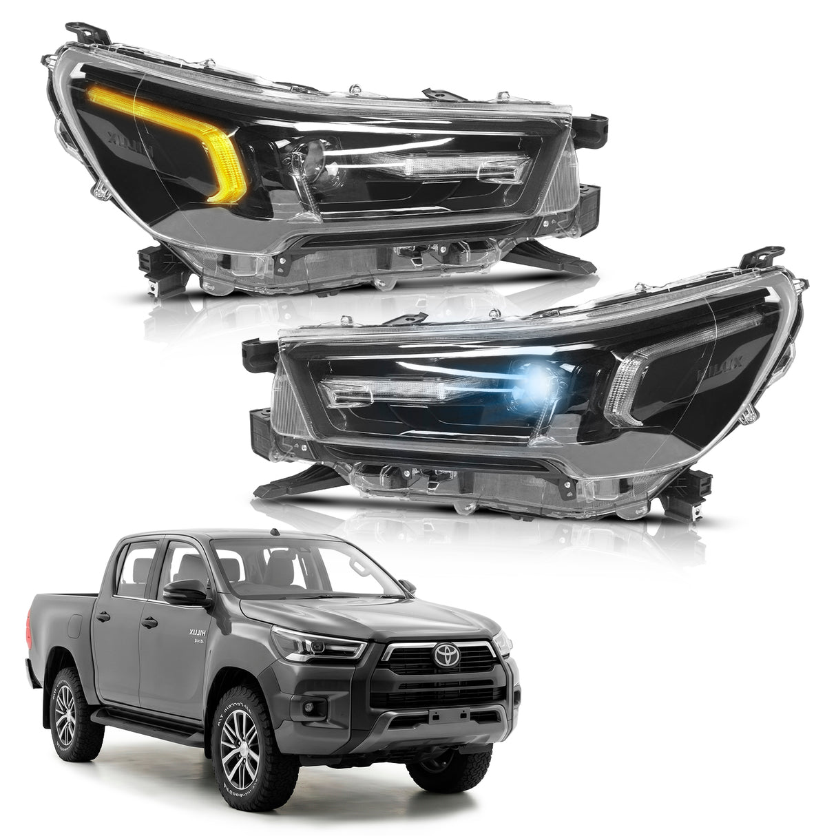 FAROS PRINCIPALES TOYOTA HILUX 2021/2026 LED SECUENCIAL