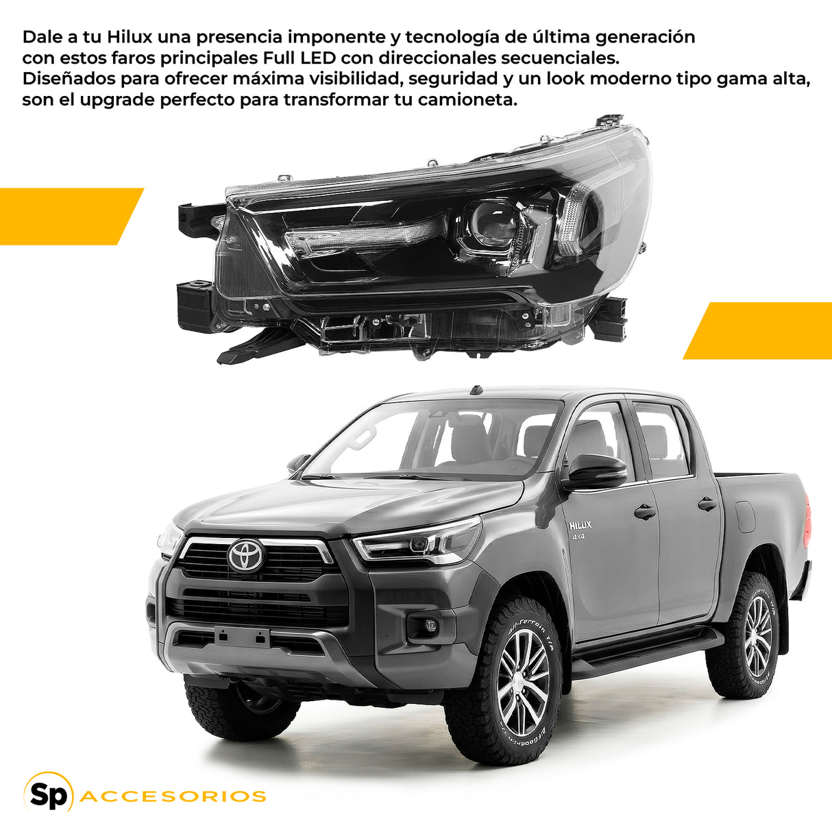 FAROS PRINCIPALES TOYOTA HILUX 2021/2026 LED SECUENCIAL