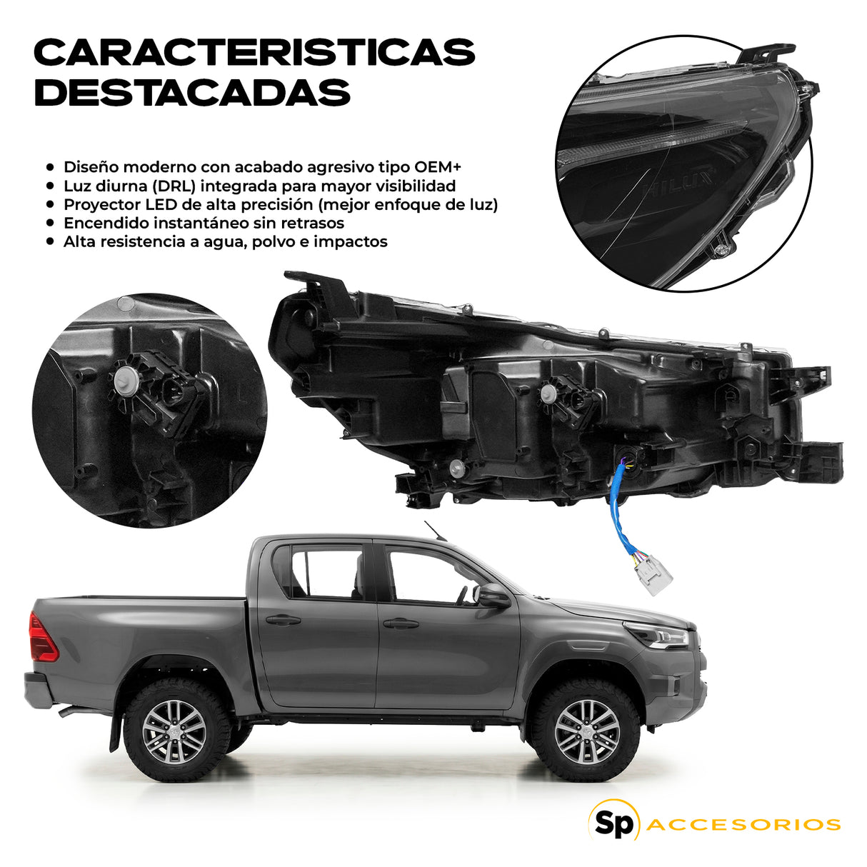 FAROS PRINCIPALES TOYOTA HILUX 2021/2026 LED SECUENCIAL