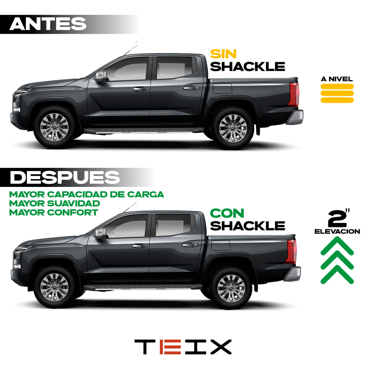 PAR DE SHACKLES MITSUBISHI L200 2" TRASERO 2024-2026+