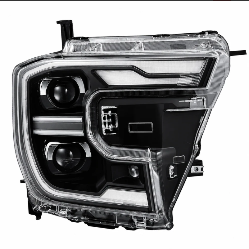 PAR DE FAROS DELANTEROS LED NEGROS ALPHAREX SERIE LUXX /CON LUZ ACTIVA/SEÑAL SECUENCIAL /FUNCION DE CAMBIO DE COLOR/ PARA FORD RANGER 2024/2026