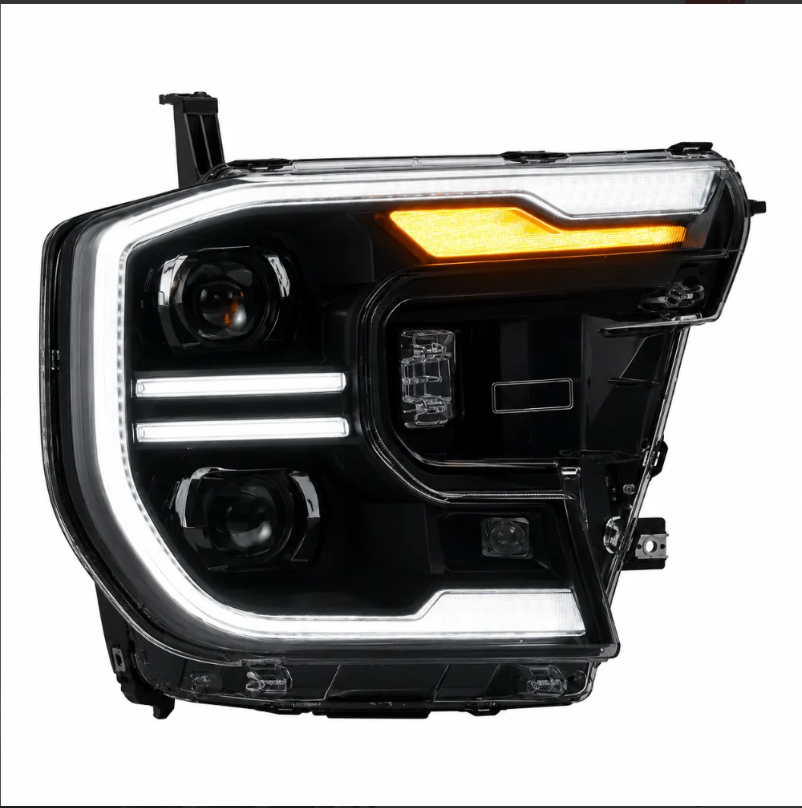 PAR DE FAROS DELANTEROS LED NEGROS ALPHAREX SERIE LUXX /CON LUZ ACTIVA/SEÑAL SECUENCIAL /FUNCION DE CAMBIO DE COLOR/ PARA FORD RANGER 2024/2026