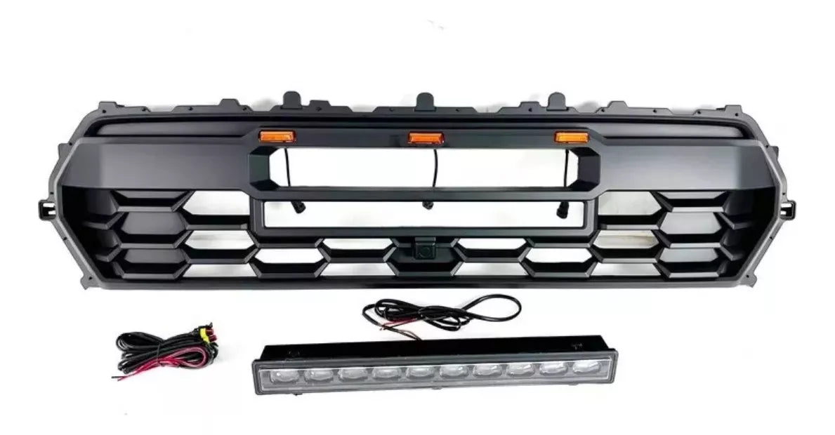 Parrilla Tacoma Trd Pro Con Barra LED y 3 LED Ambar Para Toyota Tacoma 2024 AL 2030 Nueva Linea