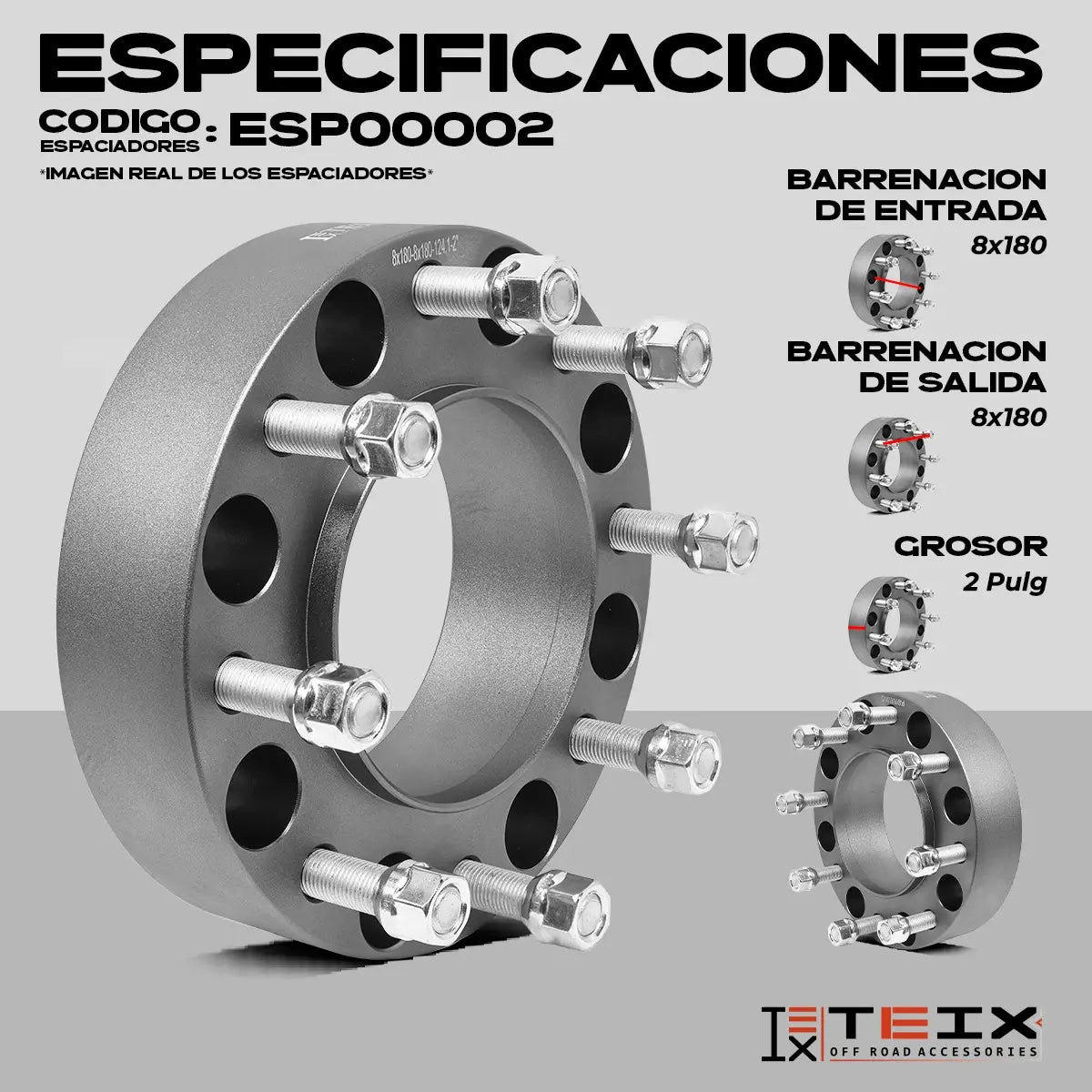 Espaciadores 8/180 2puLG Sierra 3500hd Rwd