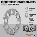 Espaciador Universal 6mm 4/5x100x108x110x112x114.3x120