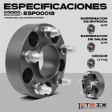 Espaciador Teix 5x115 1.5 Gris Set 4 Pz Chrysler 300c 12-15