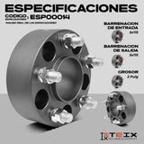 Espaciador Teix 5x115 2 Kit 4 Pzas Dodge Challenger 08-12