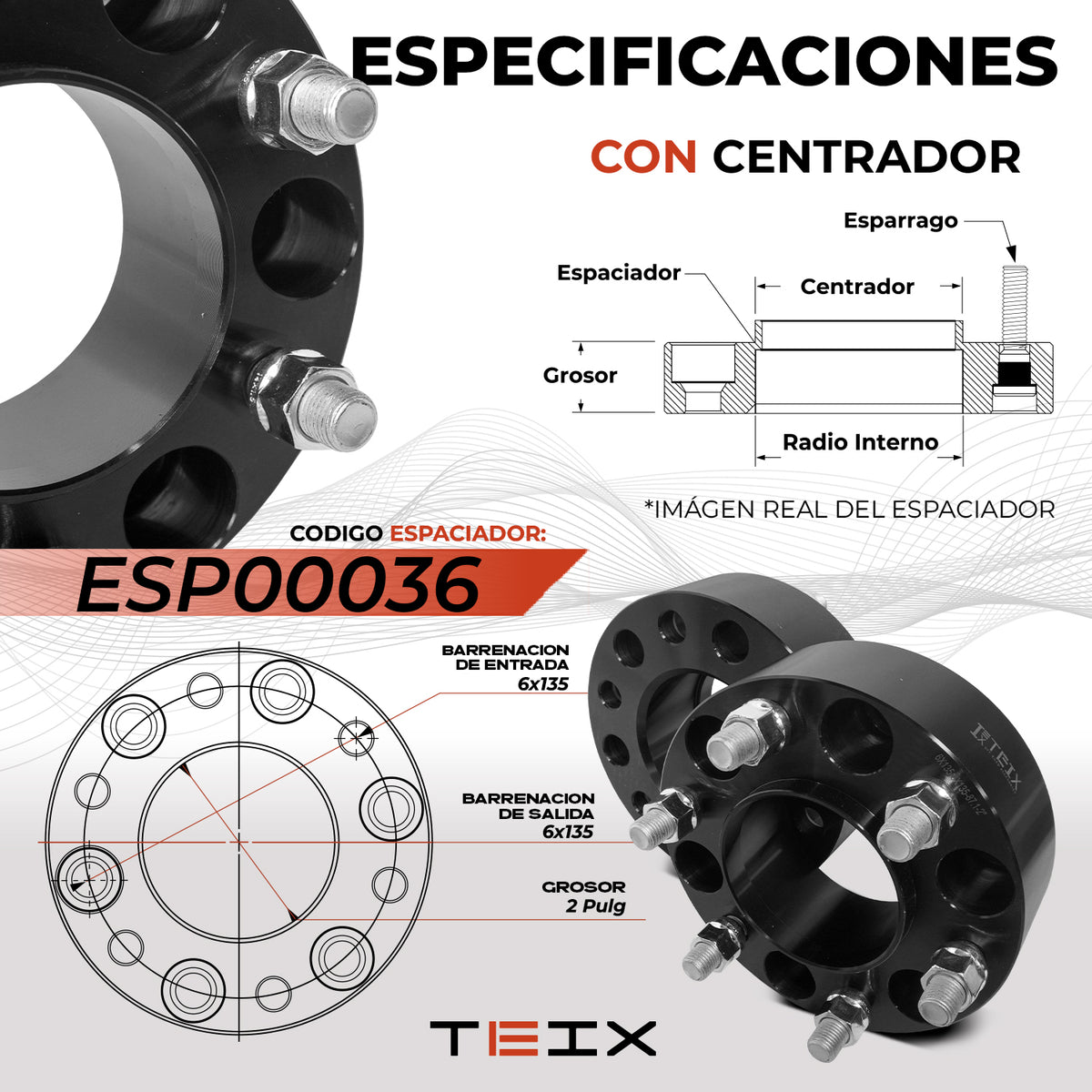 Kit Espaciadores Ford Lobo 15/2021 2 Pulgadas 6/135