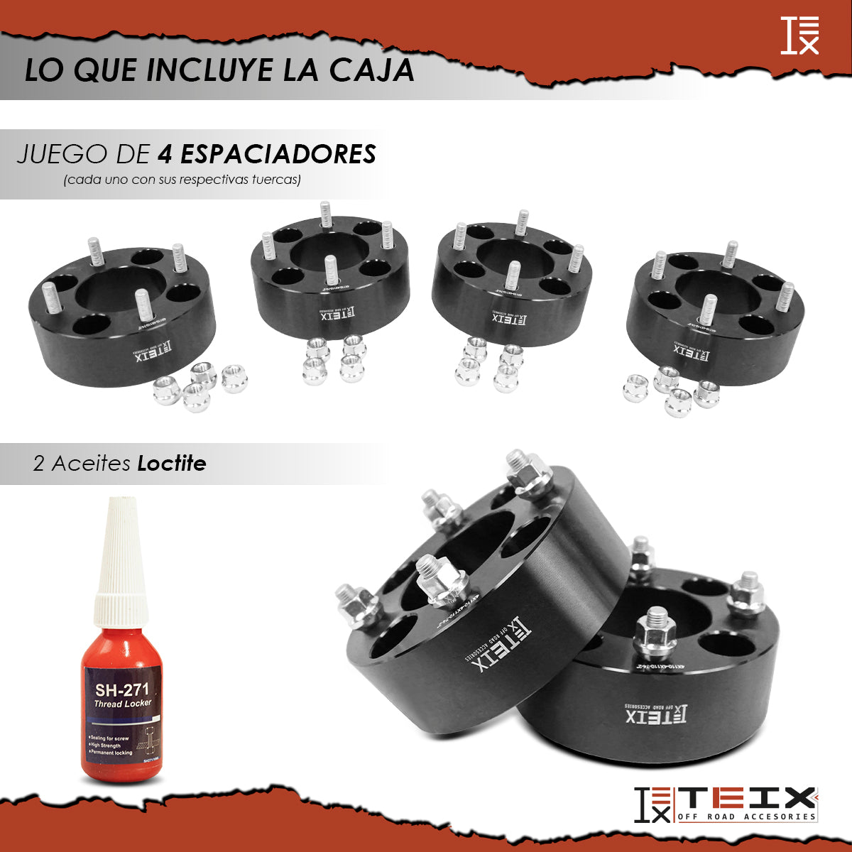 KIT ESPACIADORES ATV 2" 4X110 LLANTA CB74 12X1.25