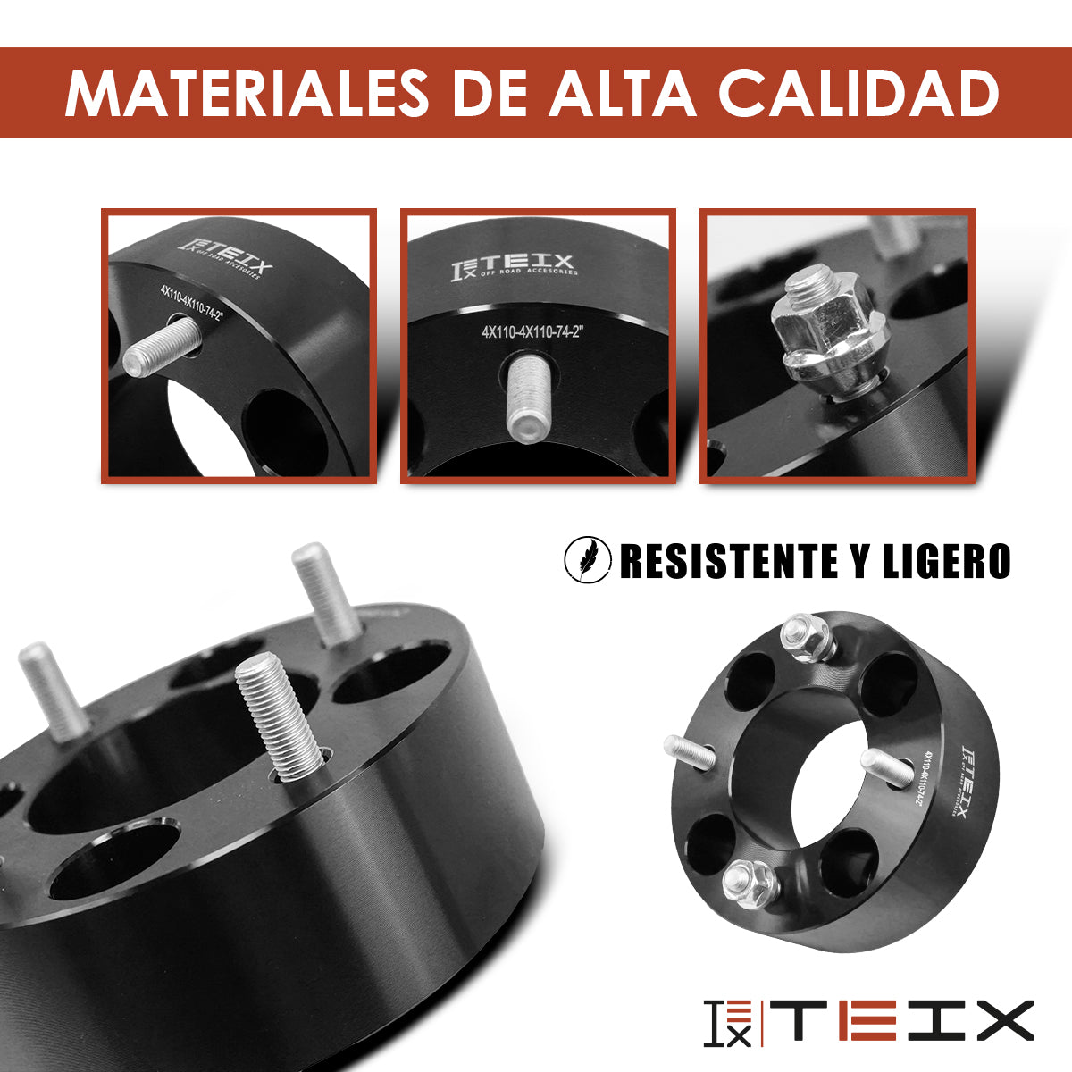 KIT ESPACIADORES ATV 2" 4X110 LLANTA CB74 12X1.25