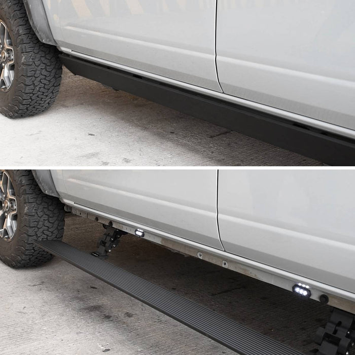 ESTRIBOS ELECTRICOS GO RHINO PARA CHEVROLET SILVERADO / GMC SIERRA 1500 19-23 DOB / CREW CAB NEGRGO TEXTURIZADO
