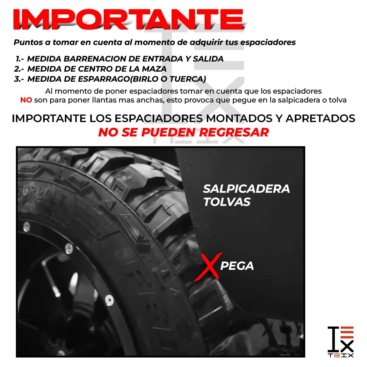 KIT ESPACIADORES 1.5" 6/139 LLANTA CB 106MM 12X1.5 TACOMA 2005 - 2023, HILUX 2005 - 2021, FJ CRUSIER 2008 - 2014, JAC FRISON T8 2018 - 2022, HIACE 2013 - 2022.