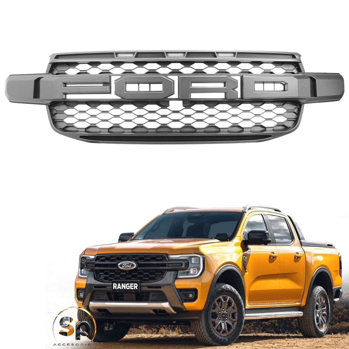 PARRILLA CON LUZ LED AMBAR/ FORD RANGER 2022