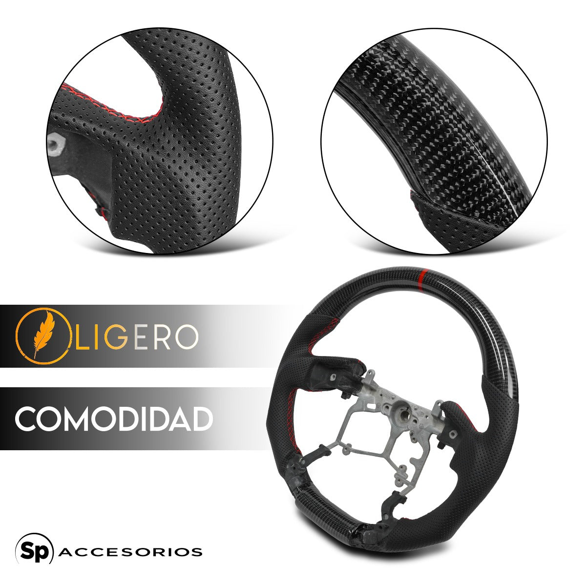 Volante Fibra de Carbono Rojo Tacoma 2016-2022