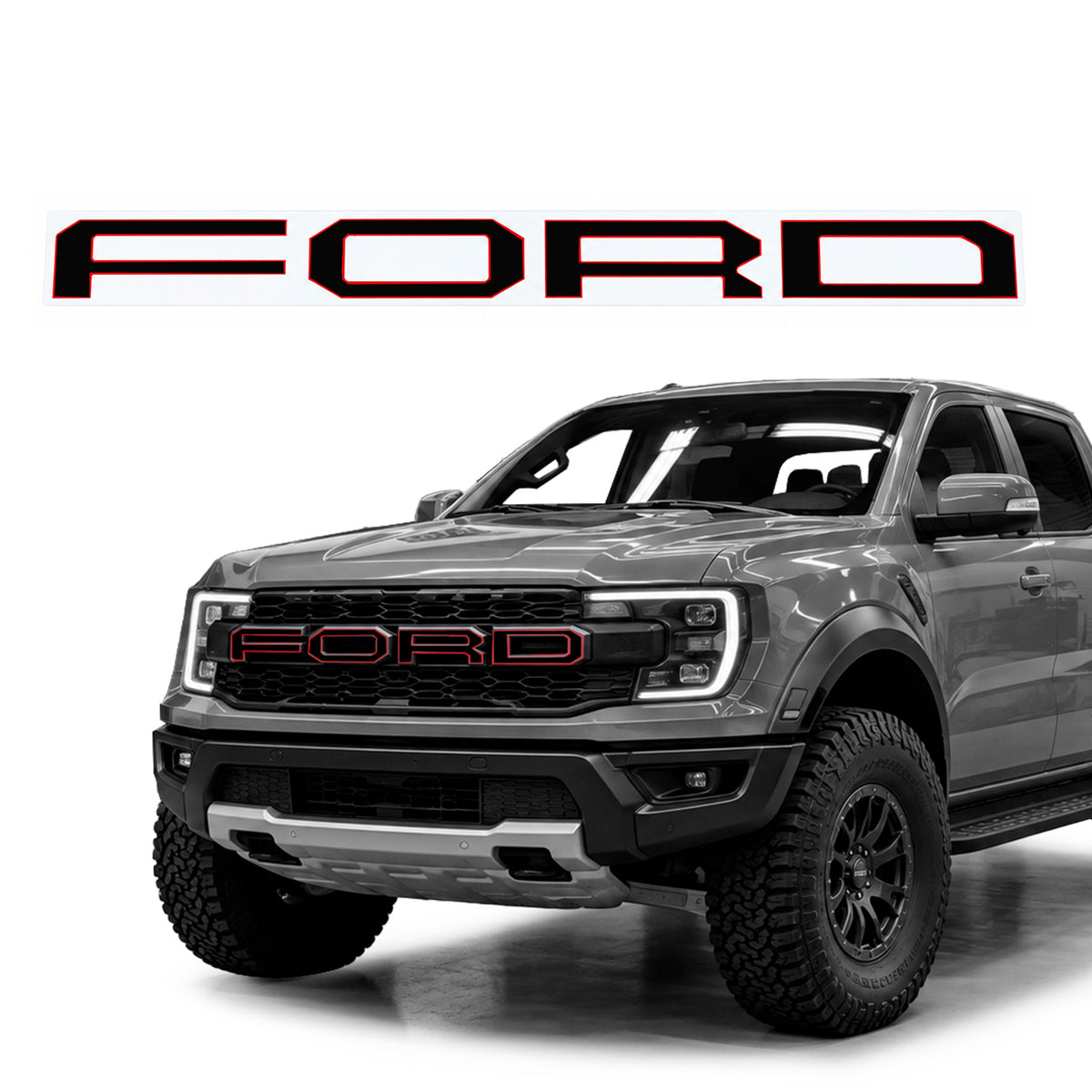 STICKER PARA FORD RANGER RAPTOR 2025+ NEGRO CON ROJO