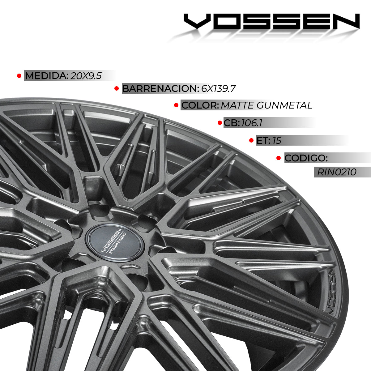 Rin Vossen Hf-6 1 20x9.5 6/139.7 Matte Gunmetal Forjados Matte Gunmetal