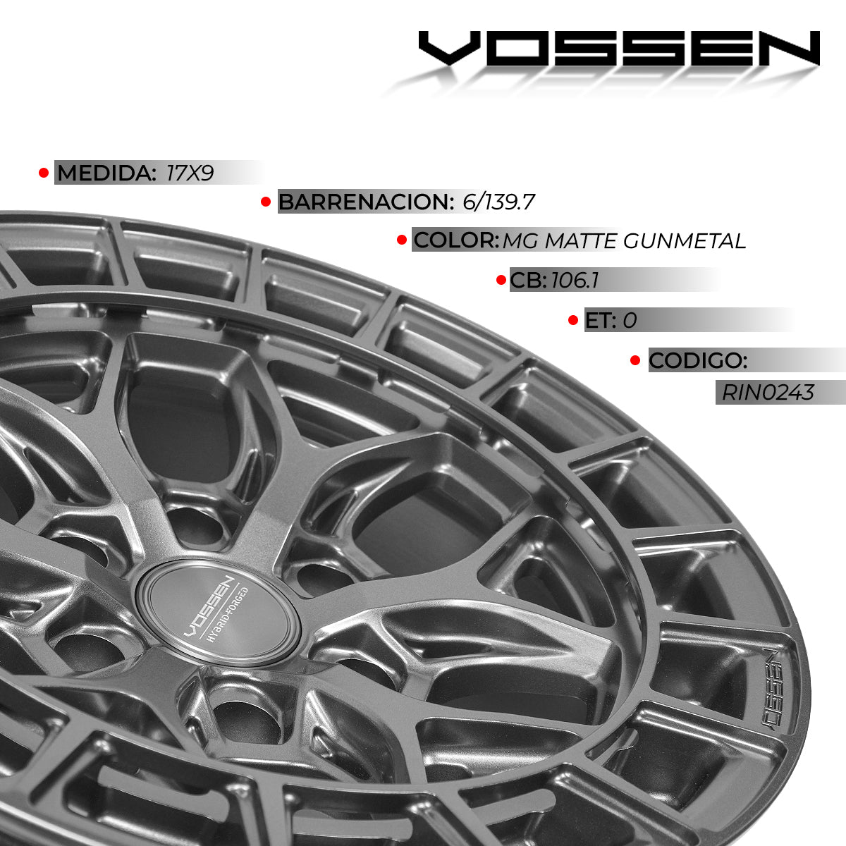 RIN VOSSEN 17X9 6X139.7 CB106.1 ET0 HFX-1 MATTE GUNMETAL