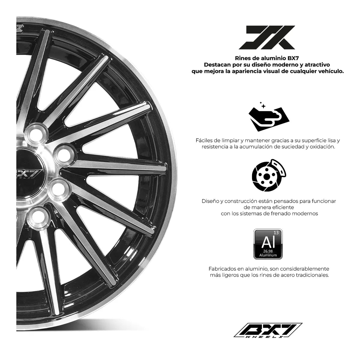 RINES BX7 FW3 13 4X100X114.3/ ET28/ CB 73.1/ BLACK POLISH FACE & LIP