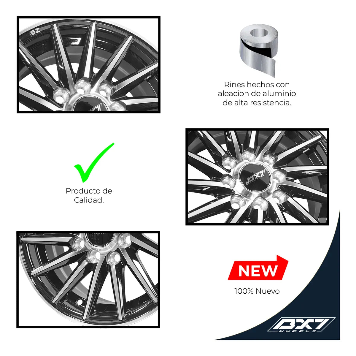 RINES BX7 FW3 13 4X100X114.3/ ET28/ CB 73.1/ BLACK POLISH FACE & LIP