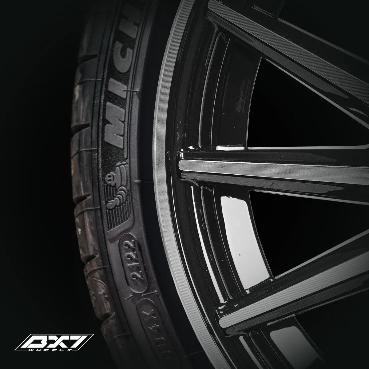 RINES BX7 FW3 13 4X100X114.3/ ET28/ CB 73.1/ BLACK POLISH FACE & LIP