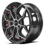RINES BX7 FW8 13 4X100/114.3/  ET 35/ CB 73.1/  BLACK WITH FACE AND LIP MACHINED+RED UNDER CUT
